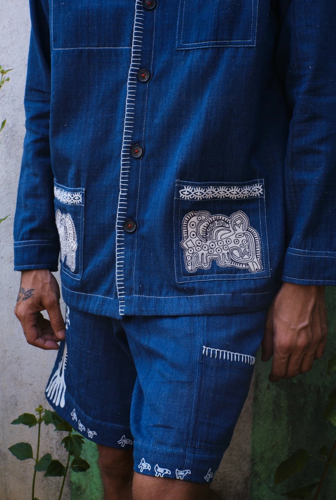 Neza Handloom Denim Shorts