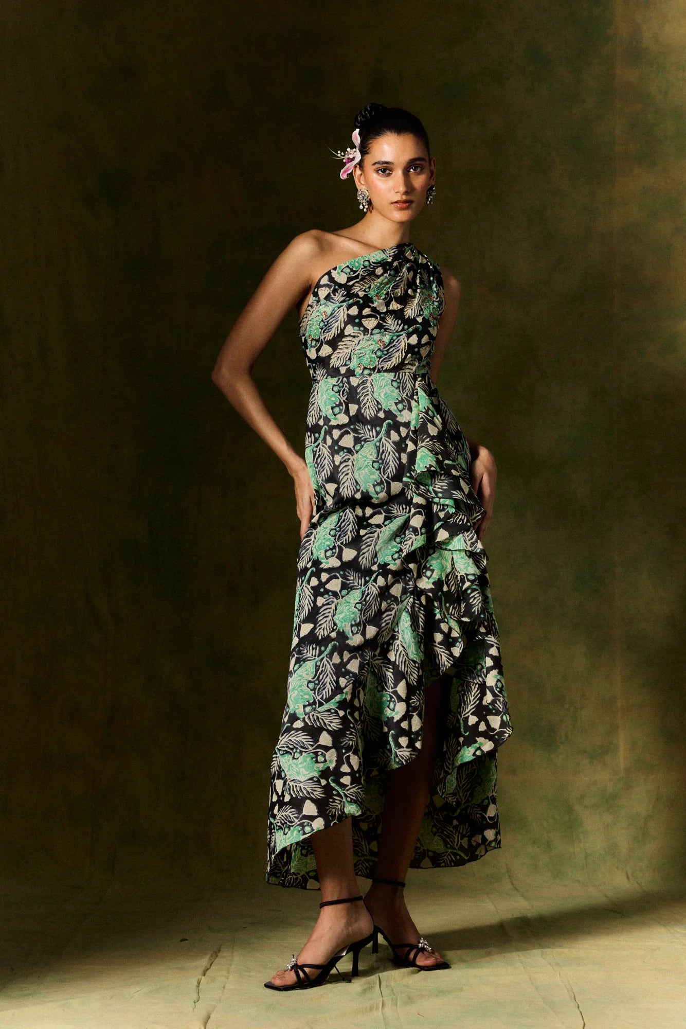 Gulsher One Shoulder Silk Dress