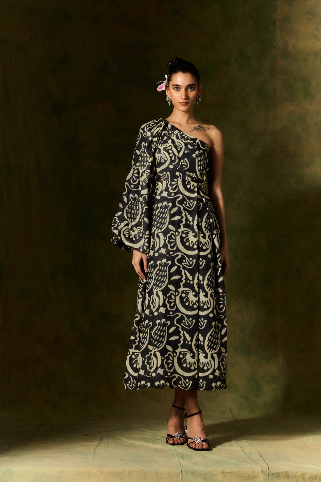 Nida Silk One Shoulder Dress