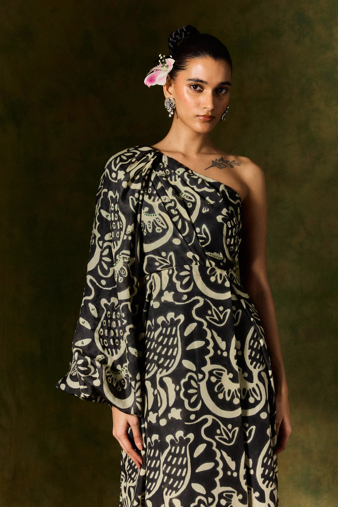 Nida Silk One Shoulder Dress