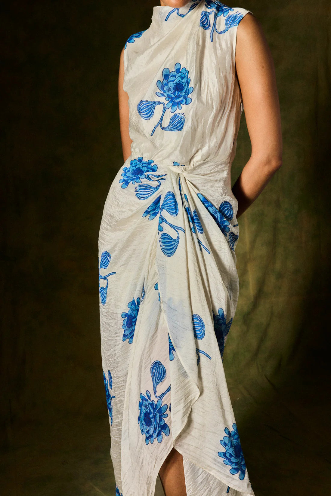 Fizah Silk Draped Dress