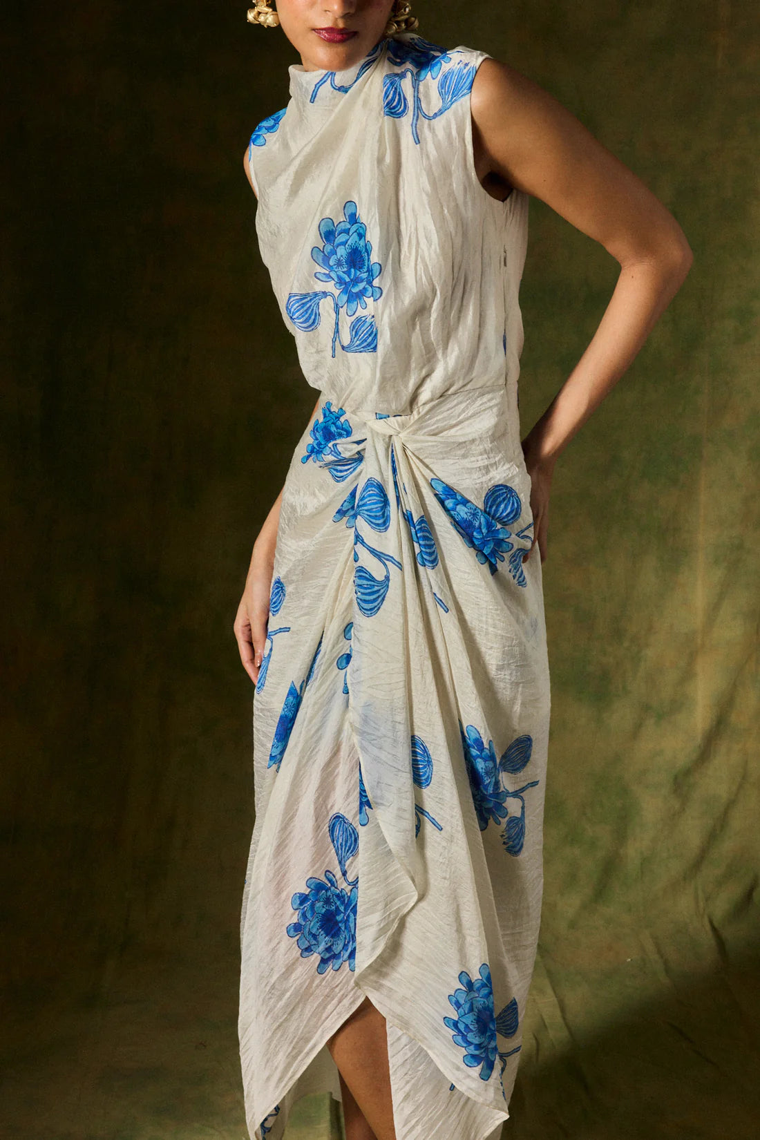 Fizah Silk Draped Dress