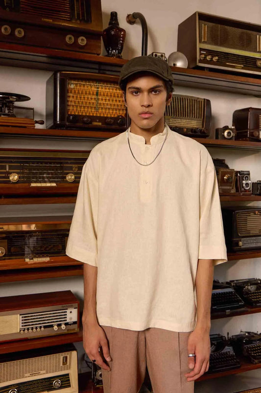 Pleated Linen Trousers - Cream
