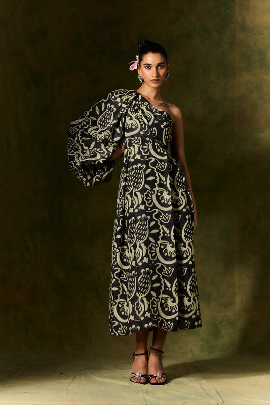 Nida Silk One Shoulder Dress